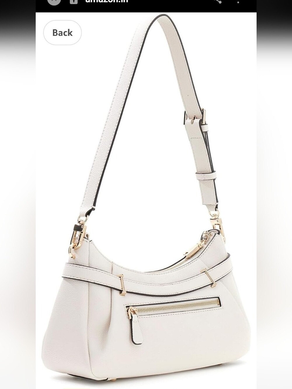 Guess Cream Small Shoulder Bag with Gold Hardware